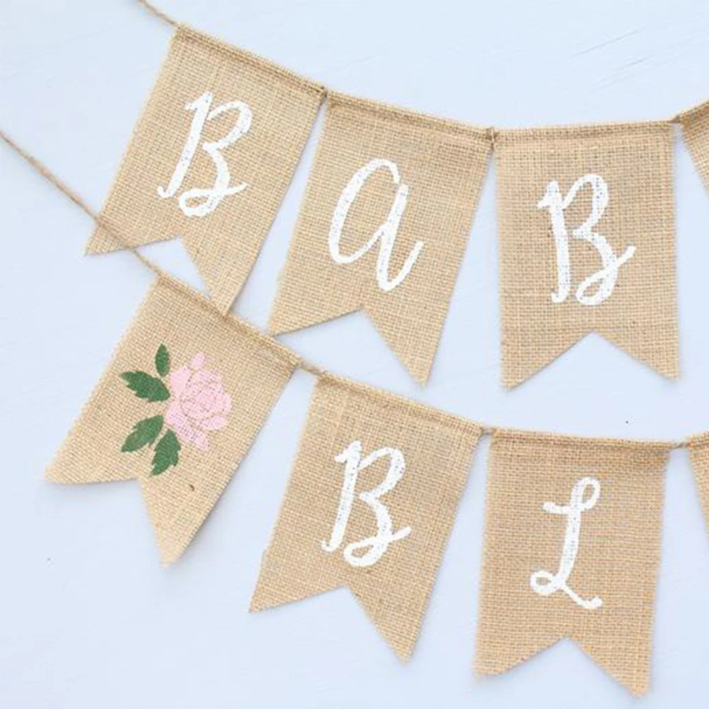 Burlap Banner, Baby In Bloom Banner Shower , Flower Baby Shower Decorations,Plant Baby Shower, Floral Baby Shower banner