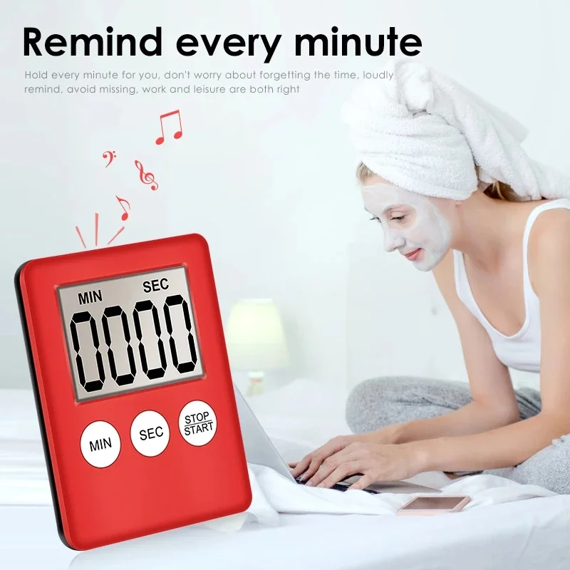 Magnet Kitchen Cooking Timers LCD Digital Screen Kitchen Timer Square Cooking Timer Count Up Countdown Alarm Clock For Cooking