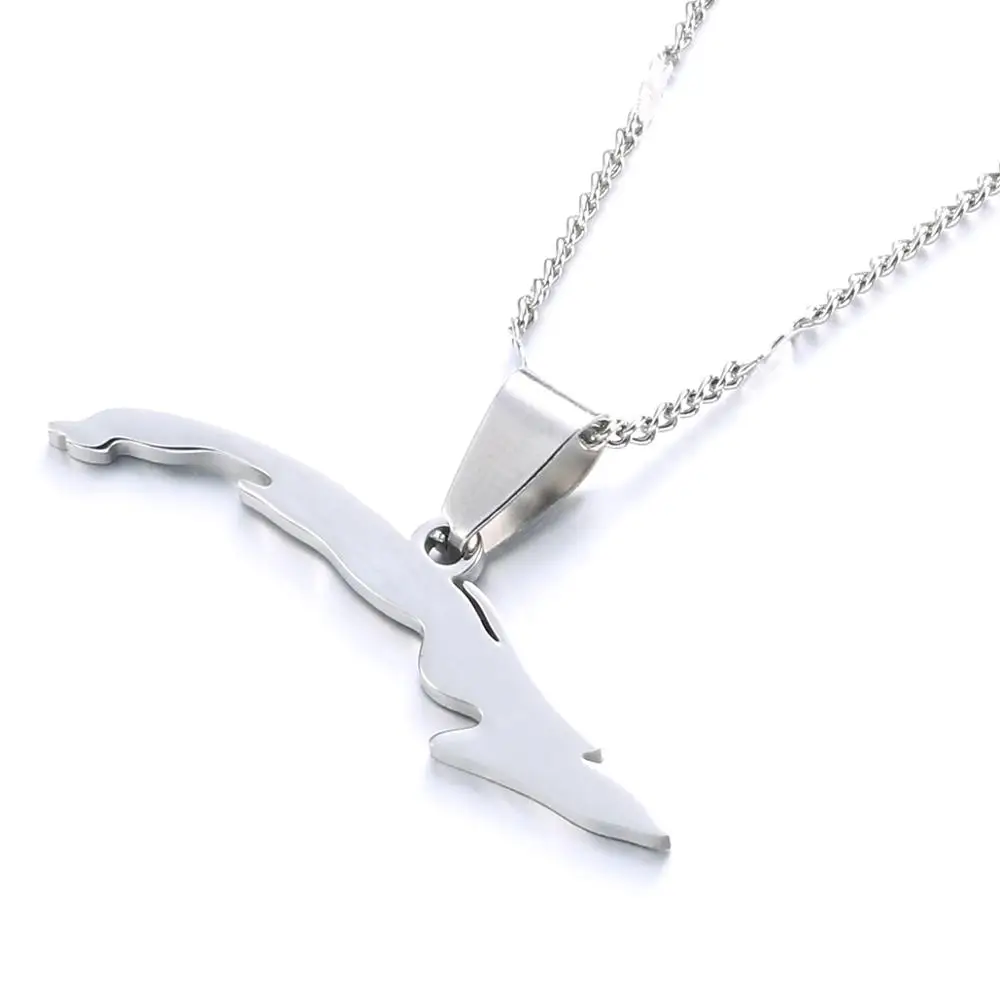 Stainless Steel Gold Color Cuba Map Necklaces For Women Map of Cuba Charm Jewelry