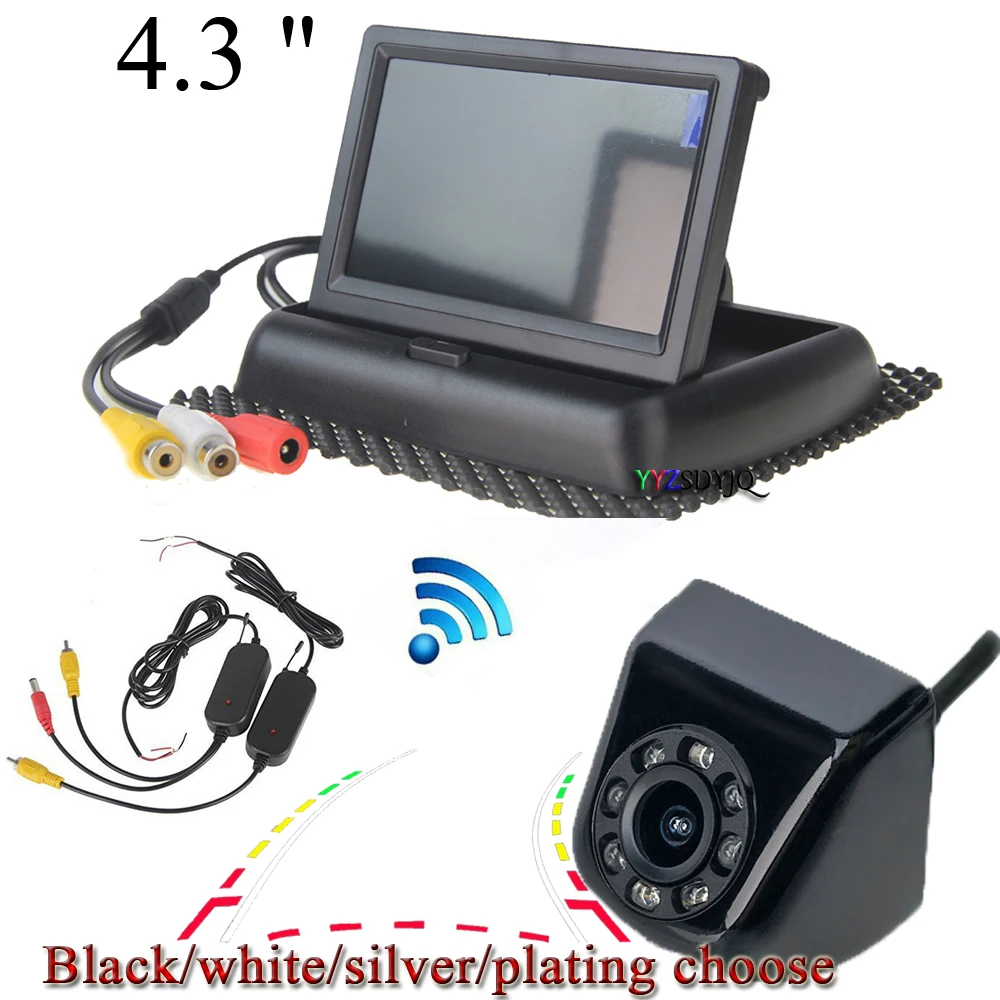 

POISECAR 4.3" TFT LCD Car Foldable Monitor Dynamic Camera Reverse Paking Camera For Parking Reverse Monitor System Black White