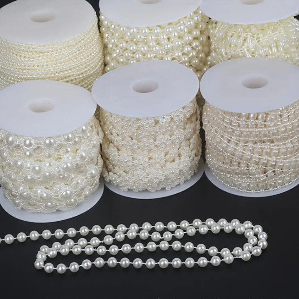 2/10Meters Round Pearl ABS Faux Pearl Beads Garland Pearl Bead Roll Strand For DIY Wedding Party Decoration Christmas decoration