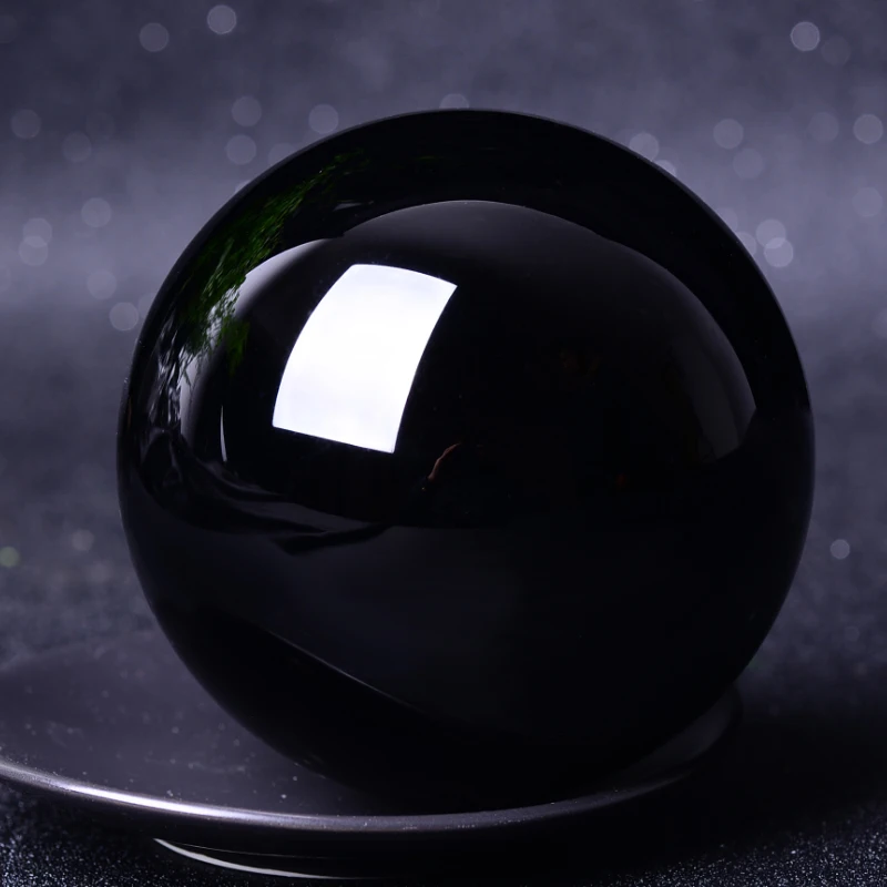 4-20cm Big Natural Black Obsidian Sphere Large Crystal Ball Healing Stone