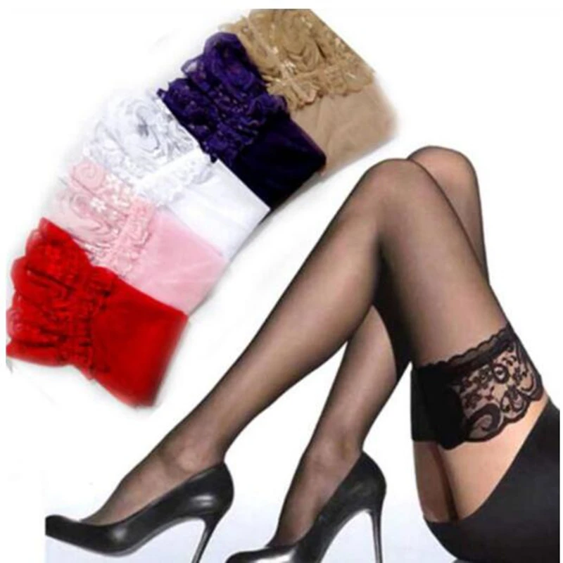 

Desirelove Women's Sexy Stocking Sheer Lace Top Thigh High Stockings Nets For Women Female Stockings