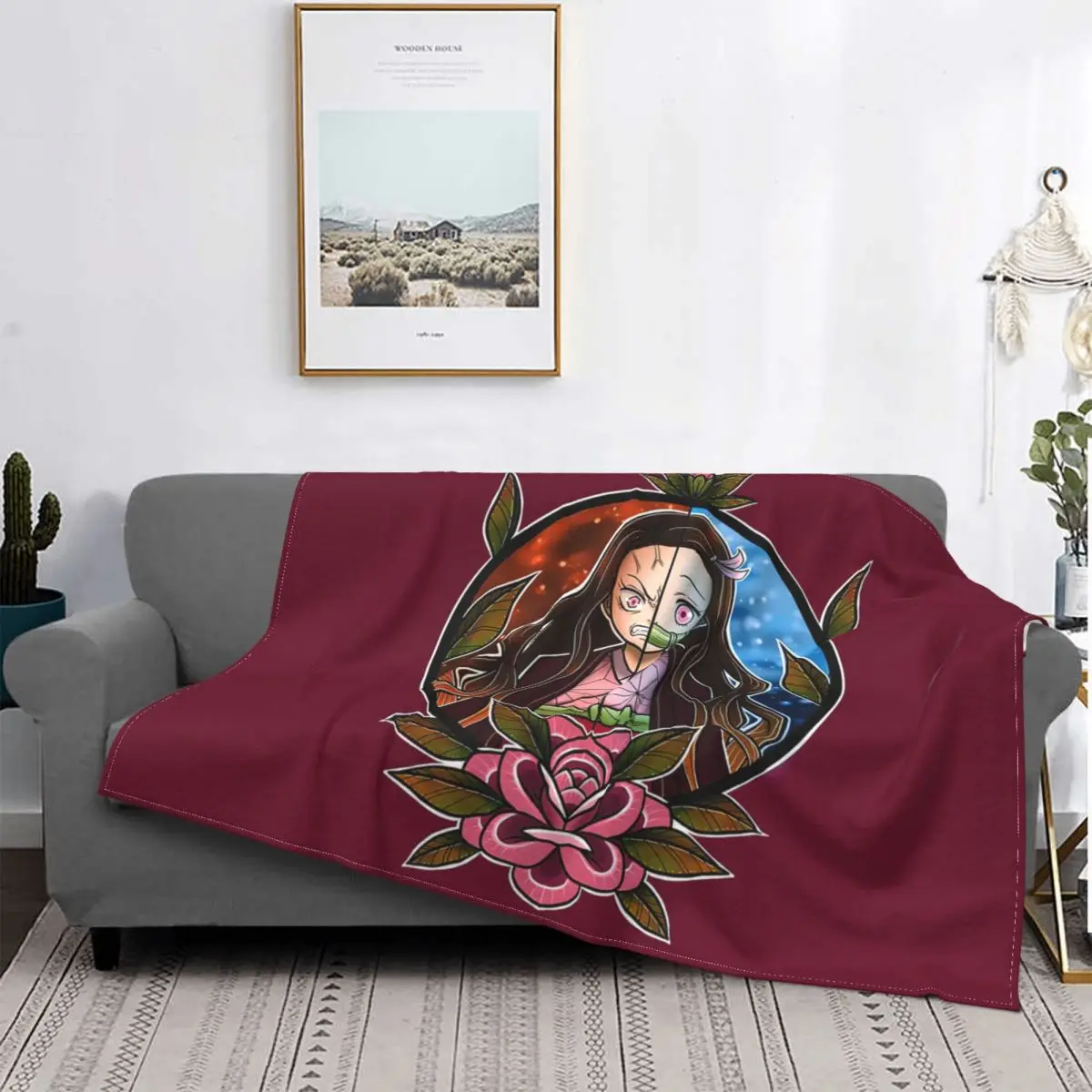 Demon Slayer Nezuko Carpet Living Room Flocking Textile A Hot Bed Blanket Bed Covers Luxury Blanket Blanket Flannel Blanket