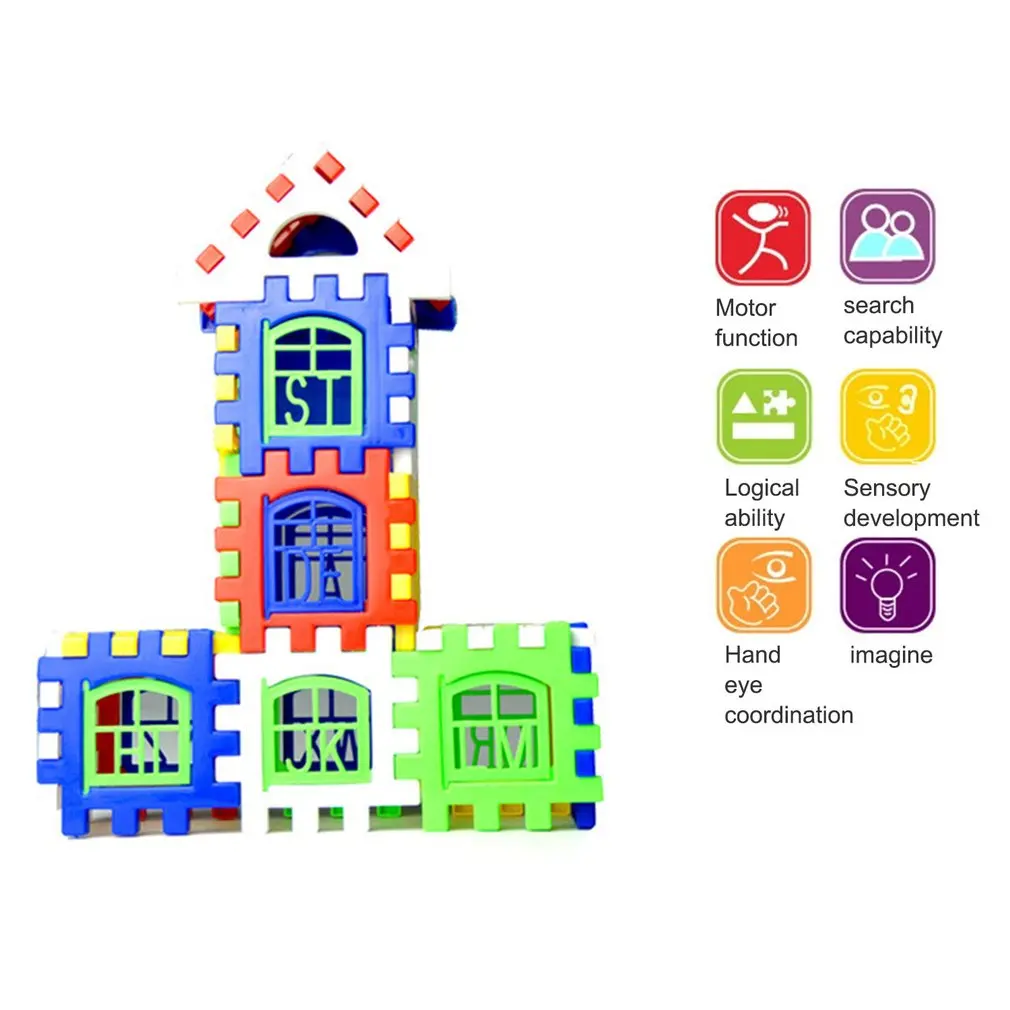 24pcs/lot Interlocking Building Blocks Plastic House Blocks DIY Playset Toy for Children Enlightenment Educational Toy