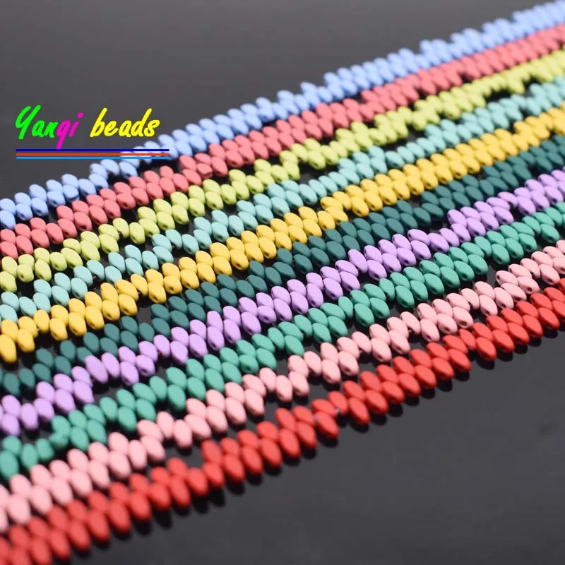 New Natural Stone Hematite Beads 5x2mm Two Holes Rhombus Spacer Beads Space Loose Beads For Jewelry Making DIY Design Bracelets