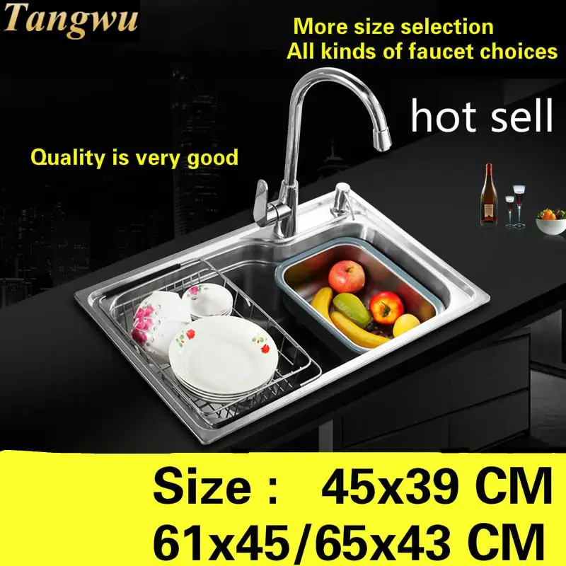 

Free shipping Standard balcony kitchen sink food grade 304 stainless steel single slot vogue hot sell 45x39/61x45/65x43 CM