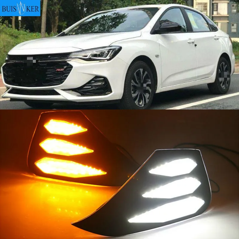 

1 Pair DRL LED Daytime Running Lights Fog Lamp Yellow Turn Signal Lamp For Chevrolet Monza RS 2019 2020