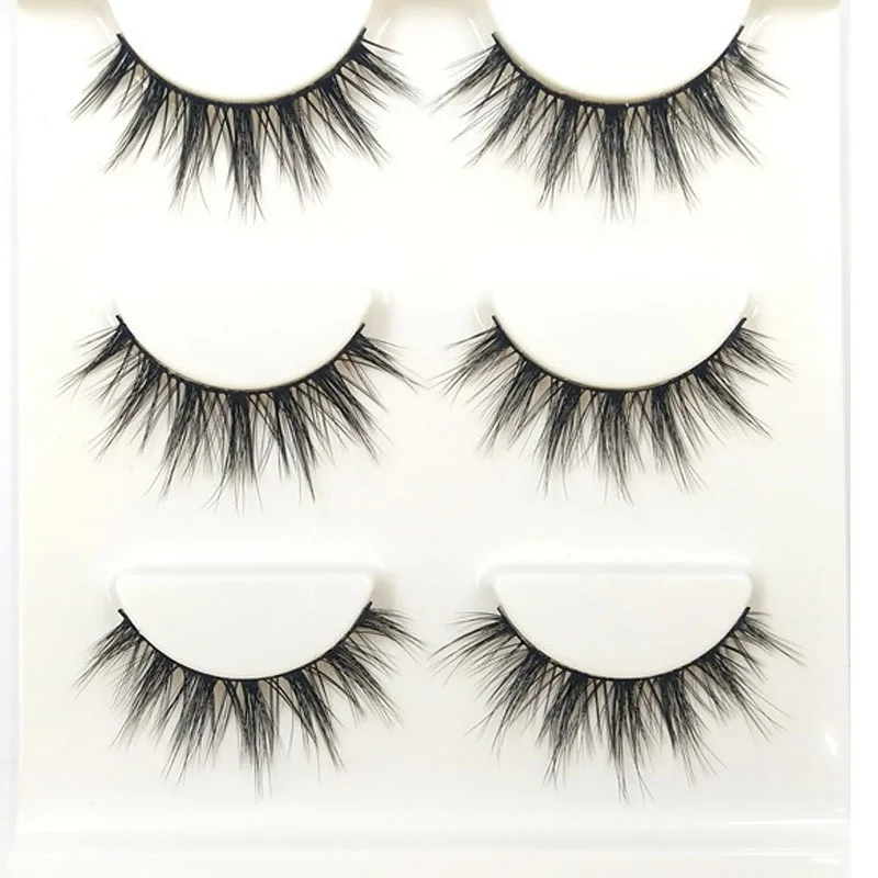 HBZGTLAD 3Pairs Mixed Mink Hair False Eyelashes Thick Cross Long Lashes Wispy Multilayer Fluffy Makeup Tools