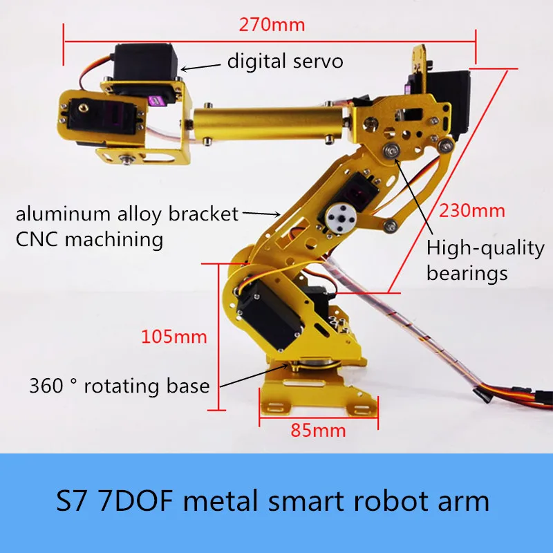 

Большой металлический умный робот-кронштейн с ЧПУ S7 7DOF, кронштейн из алюминиевого сплава с высоким крутящим моментом, цифровой сервопривод ABB, промышленная Роботизированная модель, игрушка «сделай сам»