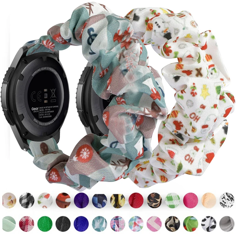 Scrunchie Elastic Straps For Samsung Galaxy Watch 46mm 42mm Printed fabric nylon Replacement Wristband for Amazfit GTR 42mm 47mm