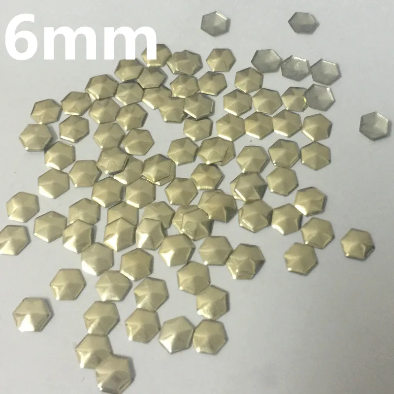 800PCS Hot Fix Hexagon/football Shape Gold 6mm Rhinestuds Hotfix Nailheads Iron On Studs DIY Rhinestones Accessory For Clothes