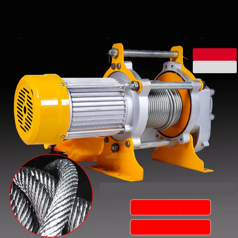 220V/380V 1-1.5T 30M Crane Hoist Wire Rope Electric Hoist Aluminum Shell Hoist Household Indoor Small Crane Hoist