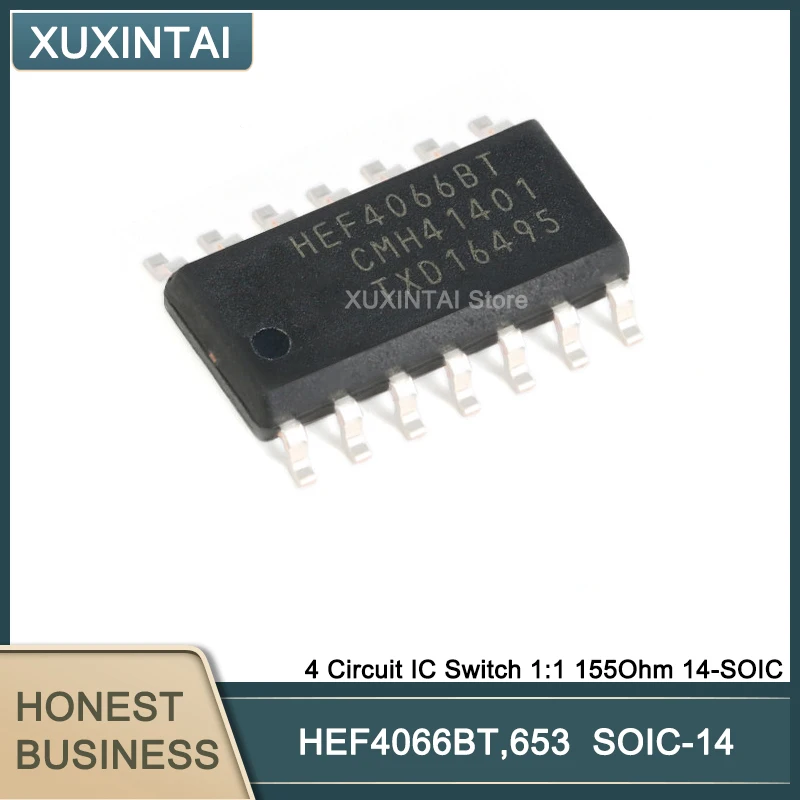 100Pcs/Lot HEF4066BT,653 HEF4066BT 4 Circuit IC Switch 1:1 155Ohm 14-SOIC