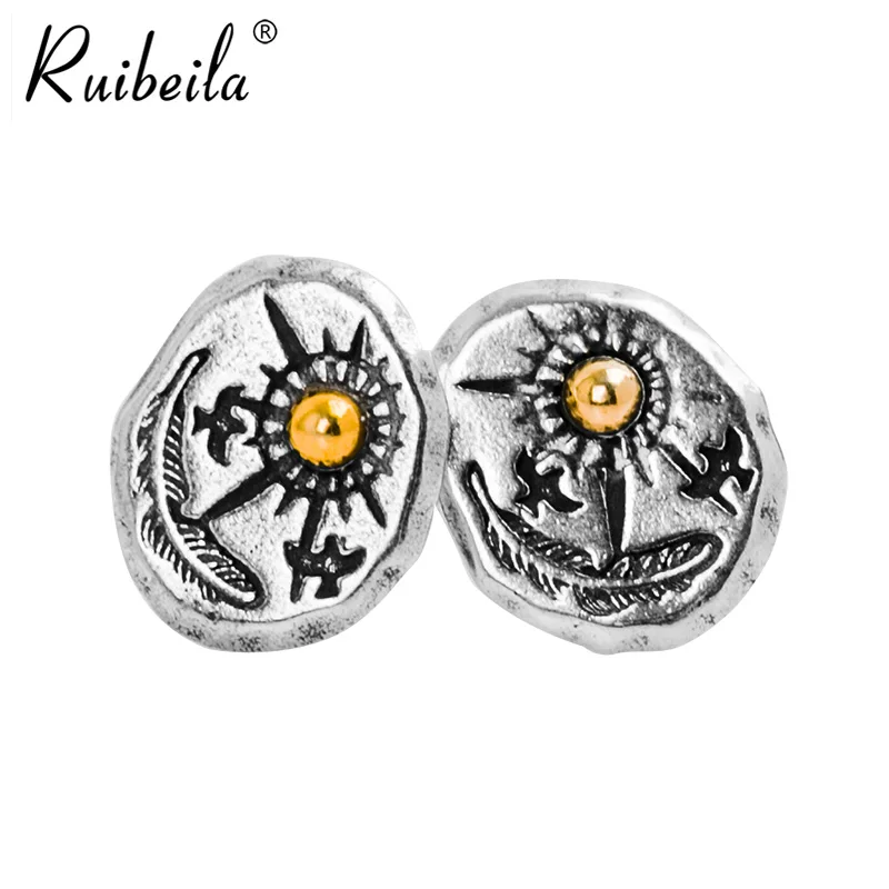 ruibeila925 argent indien plume volant aigle soleil motif hommes boucles d'oreilles personnalité boucle d'oreille bijoux cadeau