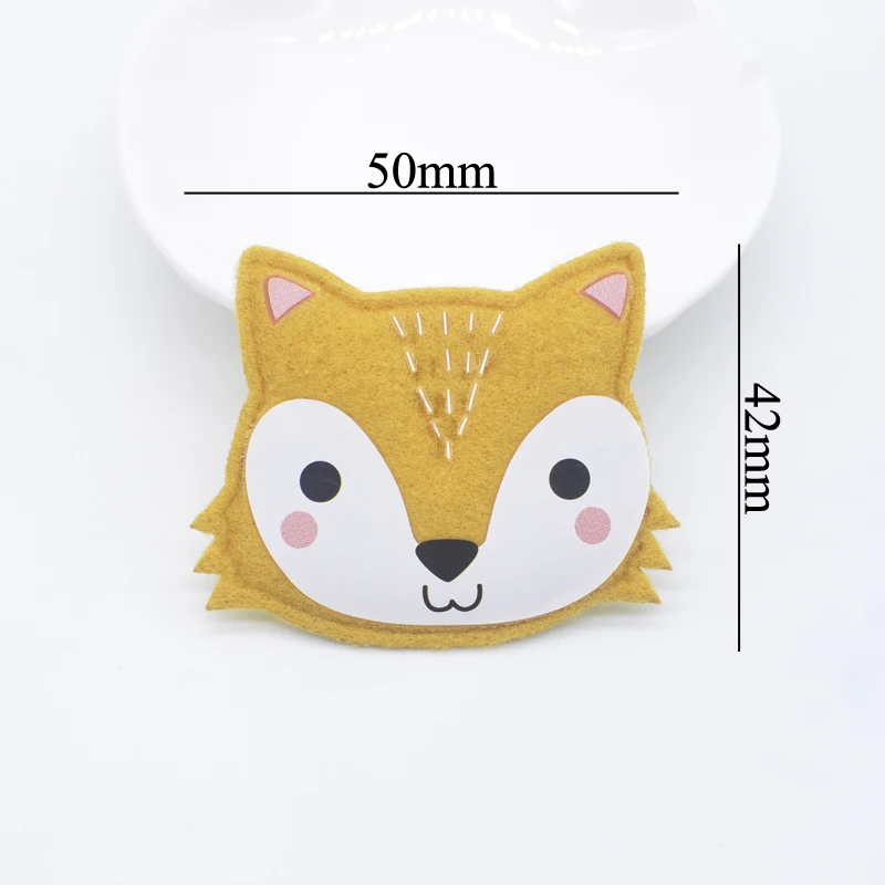 10Pcs 50*42mm Padded Cloth Printing Fox Handmade Appliques for DIY Clothes Hat Leggings Sewing Patches Headwear Decor Accessory