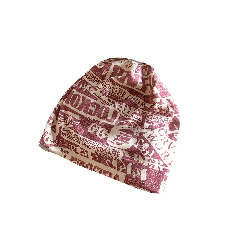 Women\'s Retro Thin Letter Print Headscarf Hat Lovers Pile Hats Baotou Caps Beanies Corros