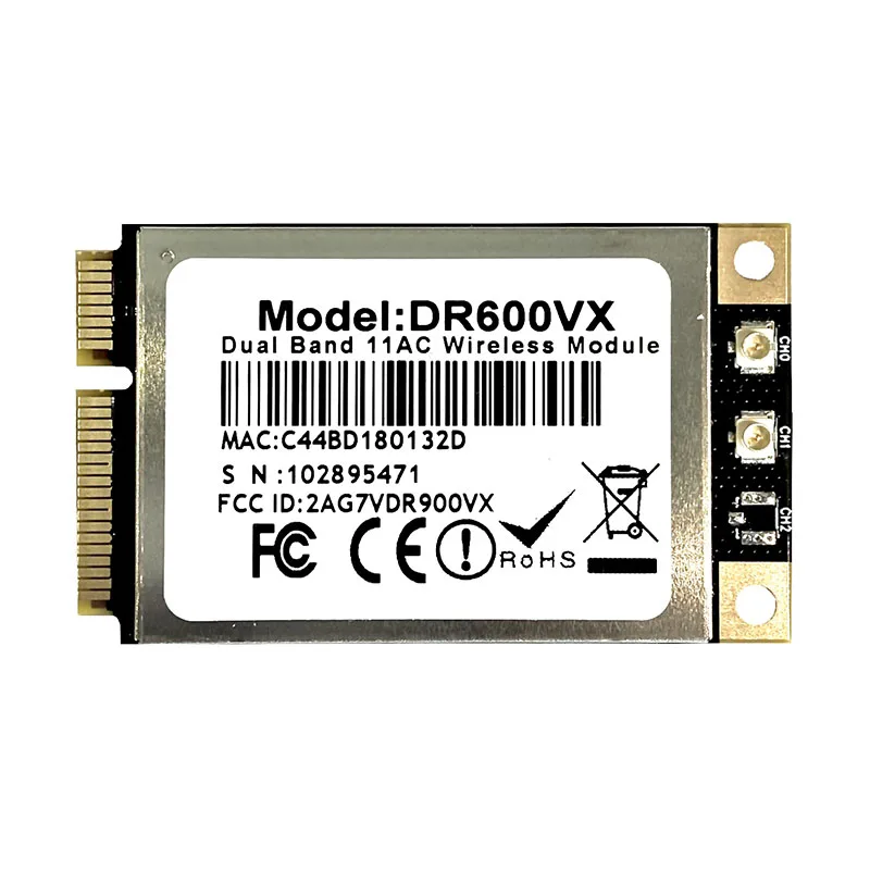 

DR600VX сетевая карта Qualcomm Atheros QCA9880 WiFi модуль двухдиапазонный 2,4 ГГц 5 ГГц 2x2 MIMO IEEE 802.11ac/a/b/g/n Mini PCI Express