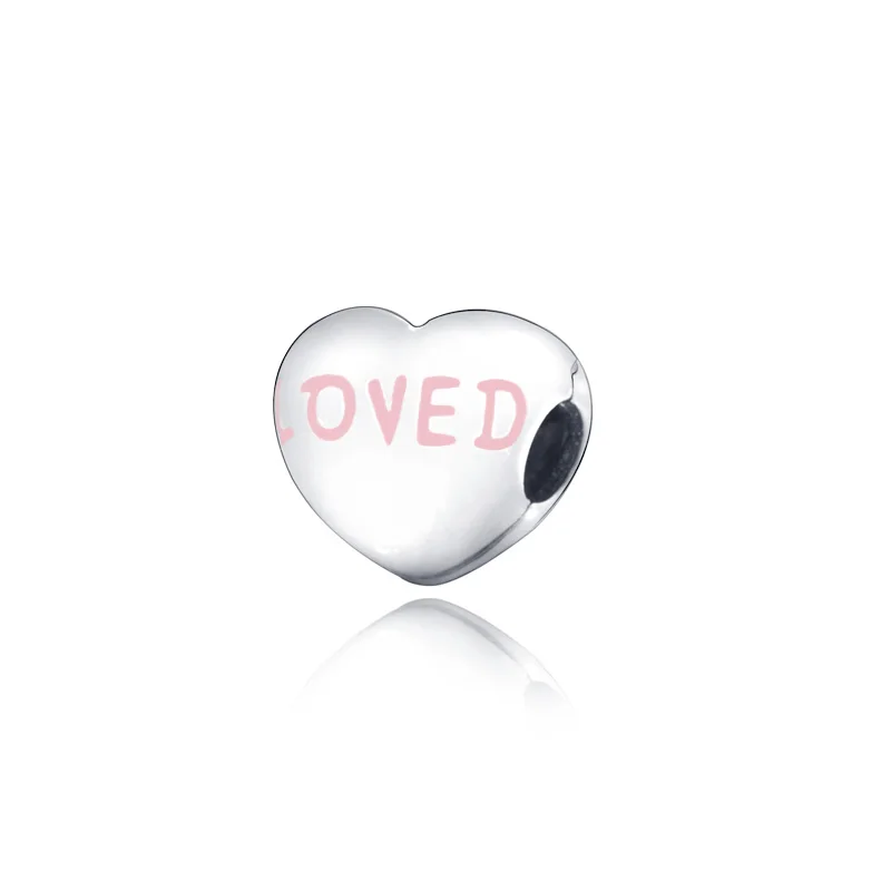 

SALE! 925 Sterling Silver Beads Fit Original Pandora Bracelets "LOVED" Heart Charm Women DIY Fashion Jewelry Gift