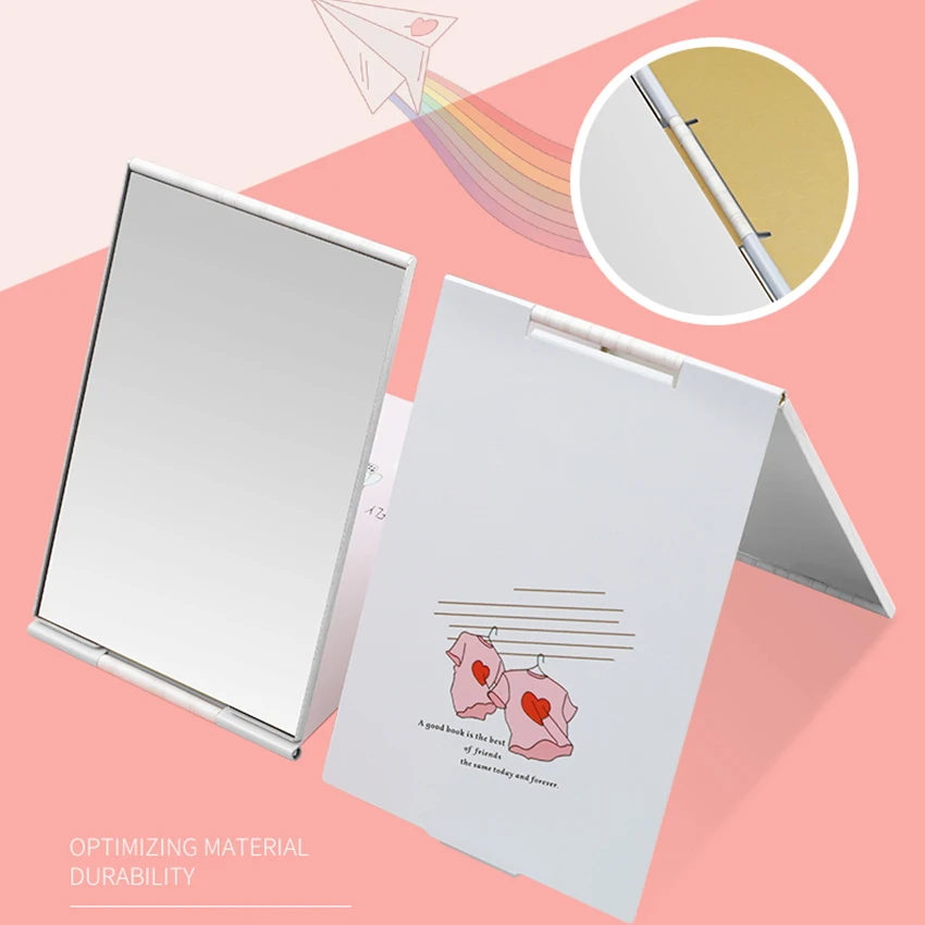 Di Động Gương Trang Điểm Cho Du Lịch, Nhà Văn Phòng, Hình Chữ Nhật Đựng Gập Gương Với Chân Đế Để Bàn, mini S, M, L