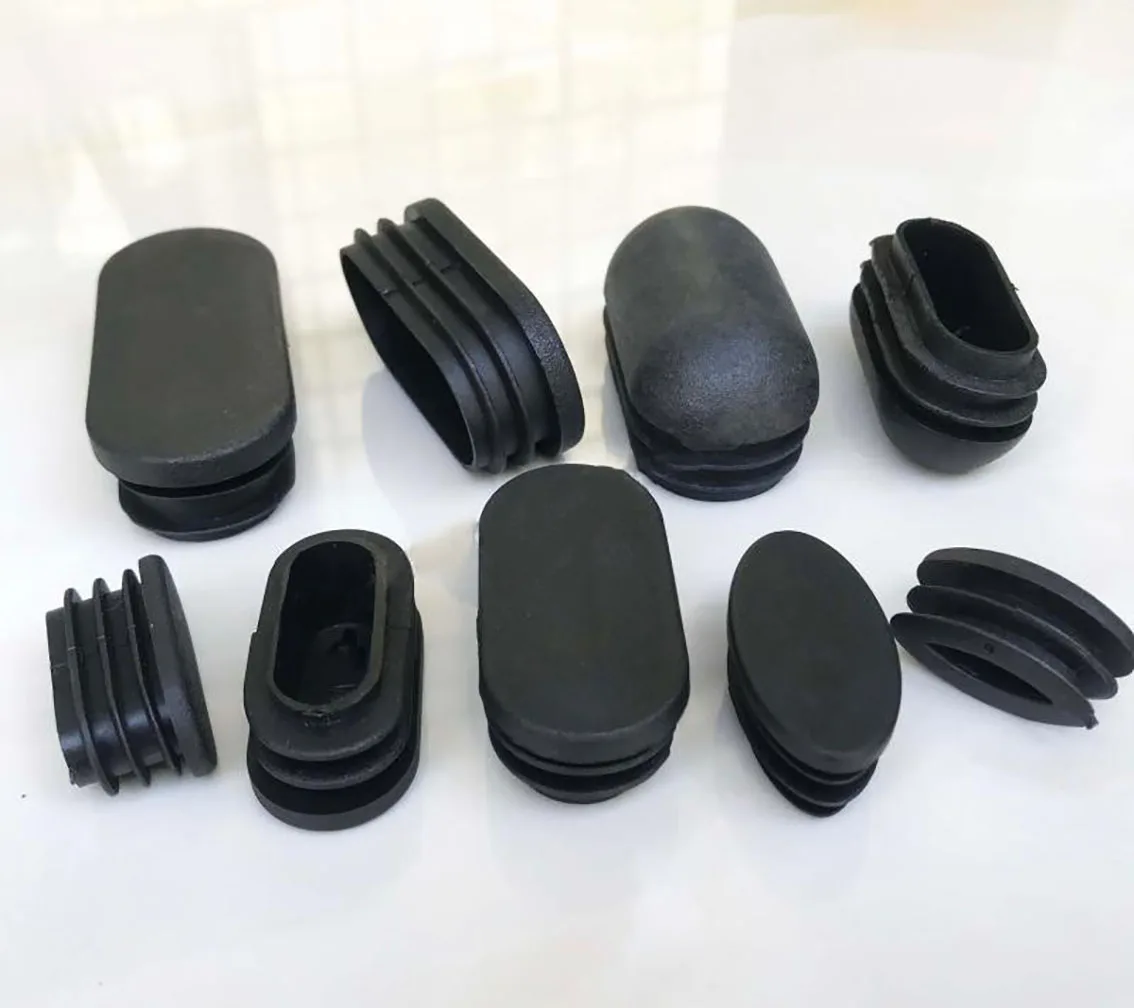 Tappo interno in plastica ovale nero 15 * 30mm-30 * 70mm Guarnizione di protezione Guarnizione antipolvere Tappi di copertura per bulloni per tubi per mobili
