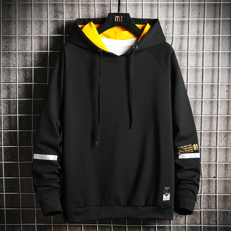 EL BARCO Fashion Spring Cotton Men Hoodies Sweatshirt Soft Black Hooded Tops Shirt Grey White Male Jacket Harajuku Yellow Coats