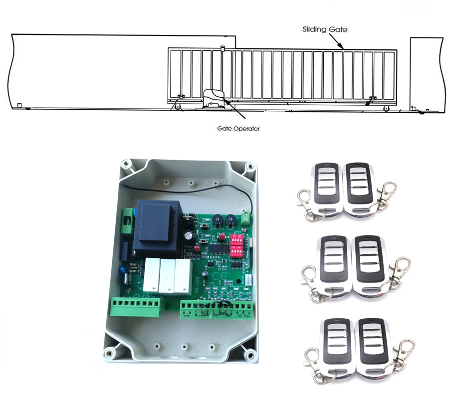 Sliding gate opener AC motor control unit PCB controller NC circuit board electronic card remote control optional