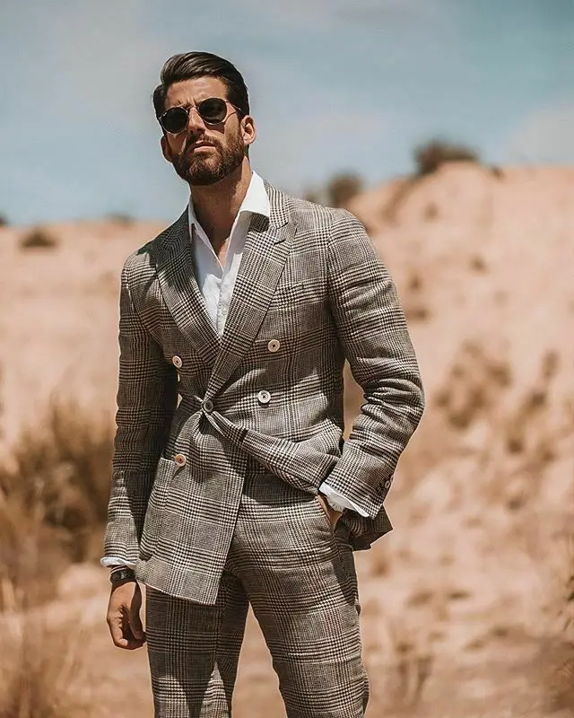 Traje de dos piezas para hombre, Blazer de esmoquin Formal, a rayas, para novio y boda