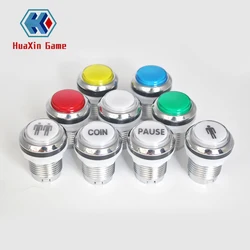 de botones iluminados por LED, 1 unidad, cromado, 5V/12V, 30mm, con Micro interruptor para juegos de máquinas Arcade, piezas Mame Jamma