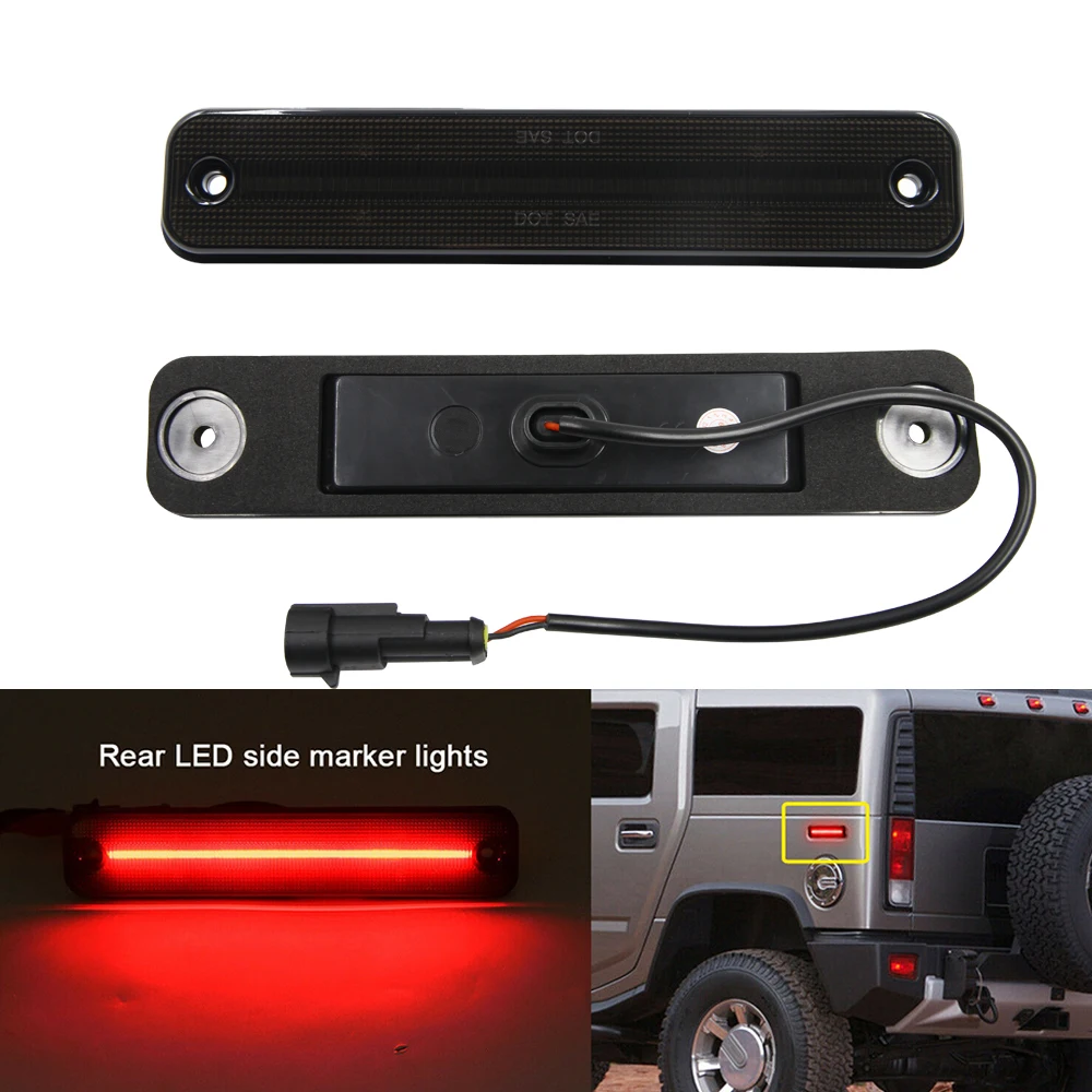 

2pcs Smoked Rear Red Led Side Marker Light for Hummer H2 2003-2009 Led Fender Signal Lamp