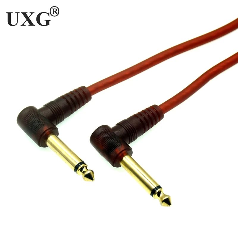 Premium pedał efektów gitarowych kabel krótki kąt prosty 90 stopni Mono Jack 6.3/6.5/6.35/6.35mm Audio kabel krosowy do gitary 1M 3M 5