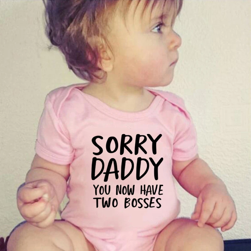 Sorry Daddy You Now Have Two Bosses print Baby Rompers Summer Baby Clothing Infant Newborn Body Baby Boy Girl Clothes Jumpsuit