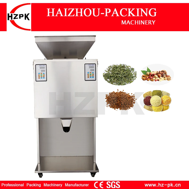 HZPK Semi Auto Granule Coffee Beans Bag Pouch Spice Bottle Jar Can Seeds Tea Particle Weighing Filling And Packing Machine