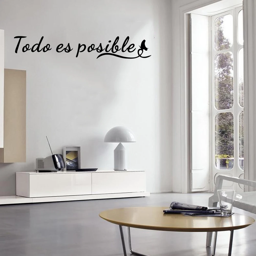 Everything Is Possible Wall Stickers Spanish Inspirational Quotes For Teen Room Modern Office Home Decor Vinyl Window Decal