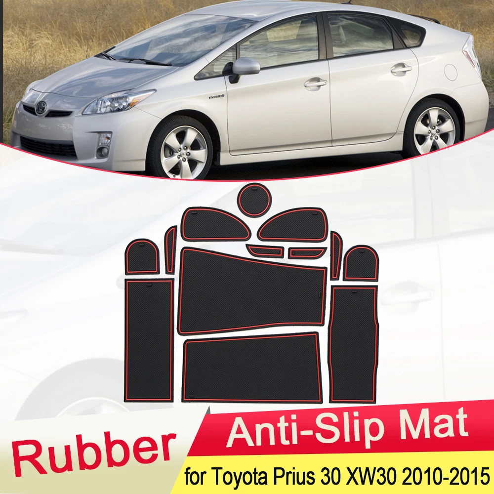 for Toyota Prius 30 XW30 ZVW30 2010 2011 2012 2013 2014 2015 Rubber Anti-slip Mat Door Groove Cup pad Coaster Car Accessories