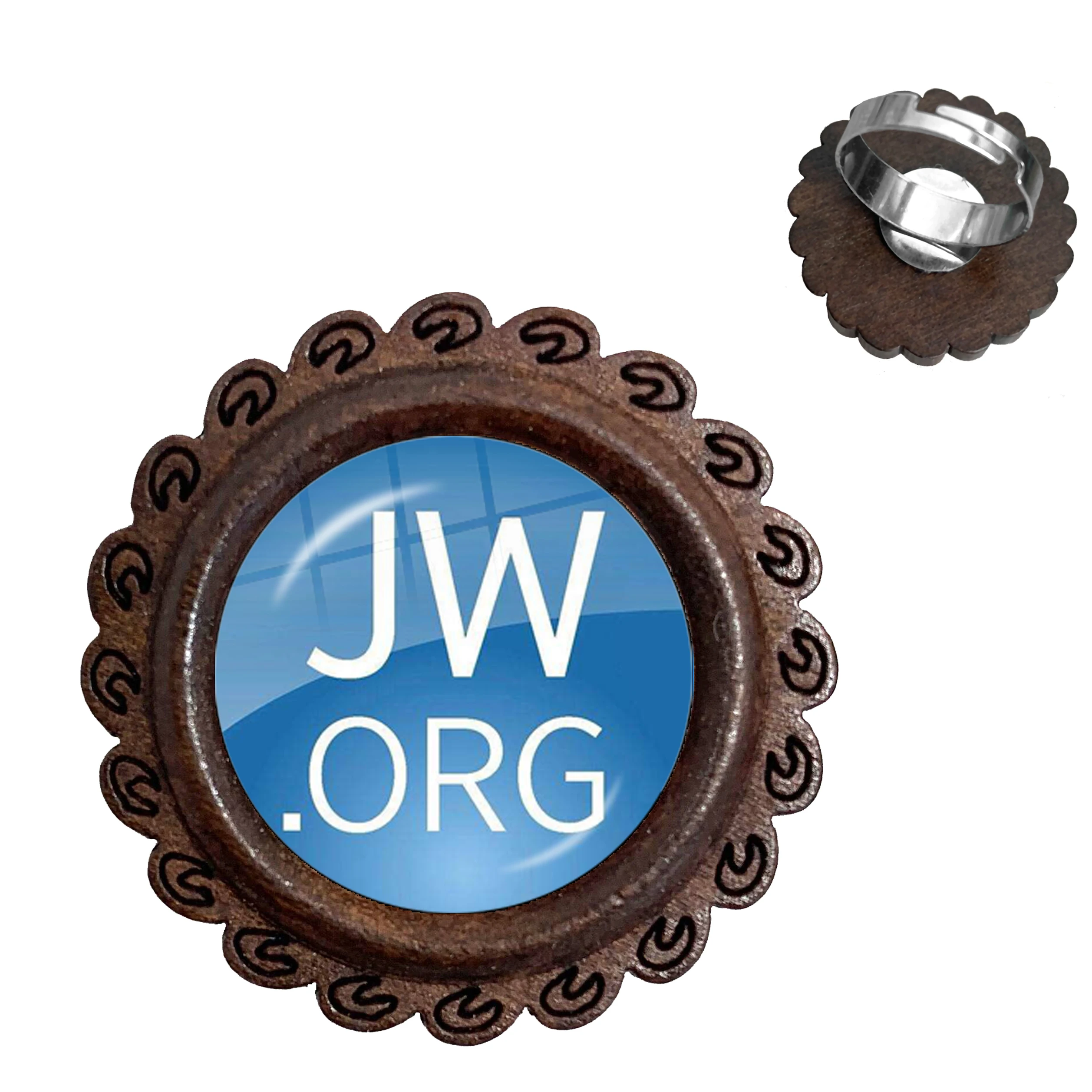 Jehovah Is My Refuge JW.ORG Photo Wood Ring 20mm Glass Cabochon Adjustable Rings Catholicism Jewelry For Kids Gift