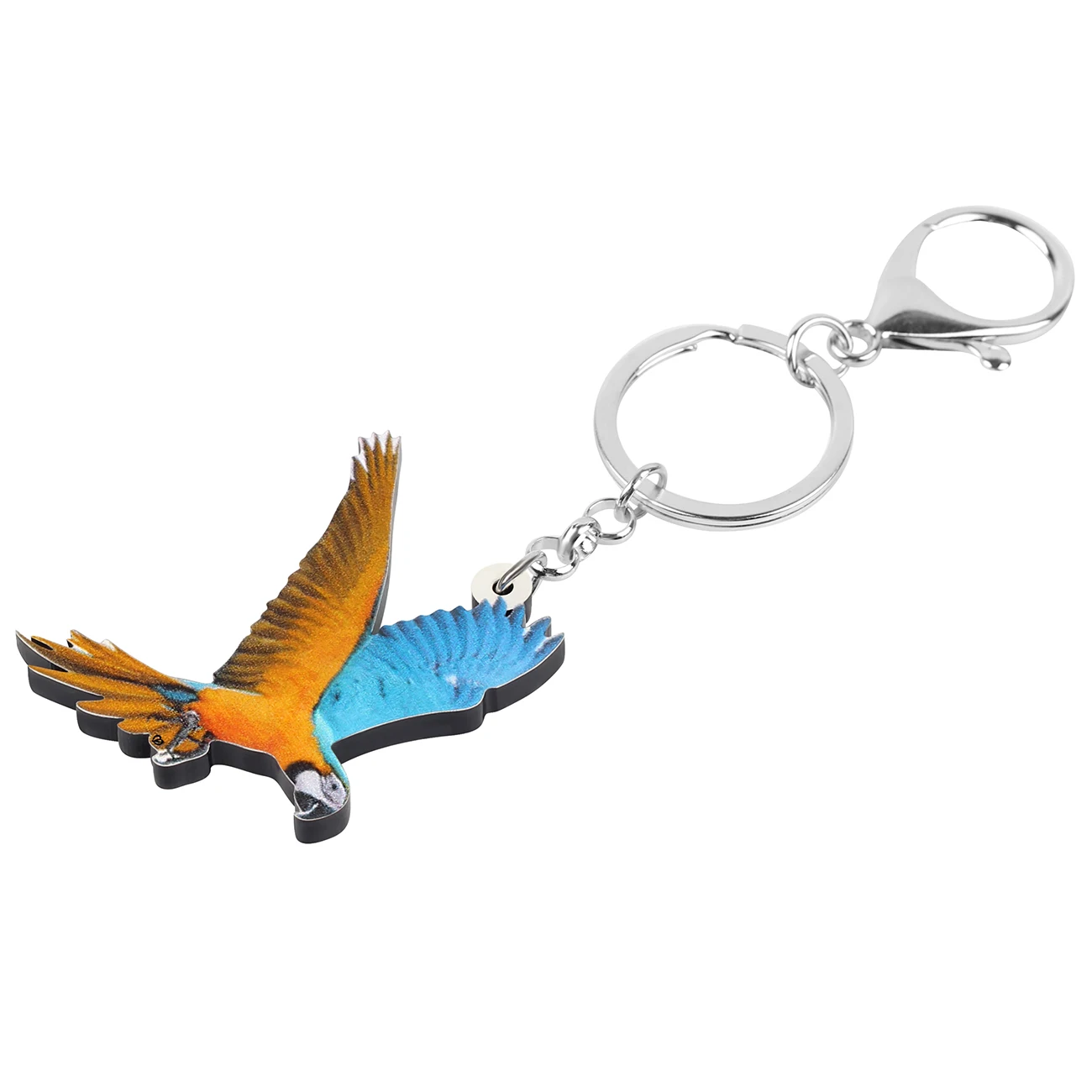 Bonsny Acrylic Macaw Parrot Keychains Printing Cute Animal Bird Keyring Jewelry For Women Kids Girls Fashion Gift Bag Decoration