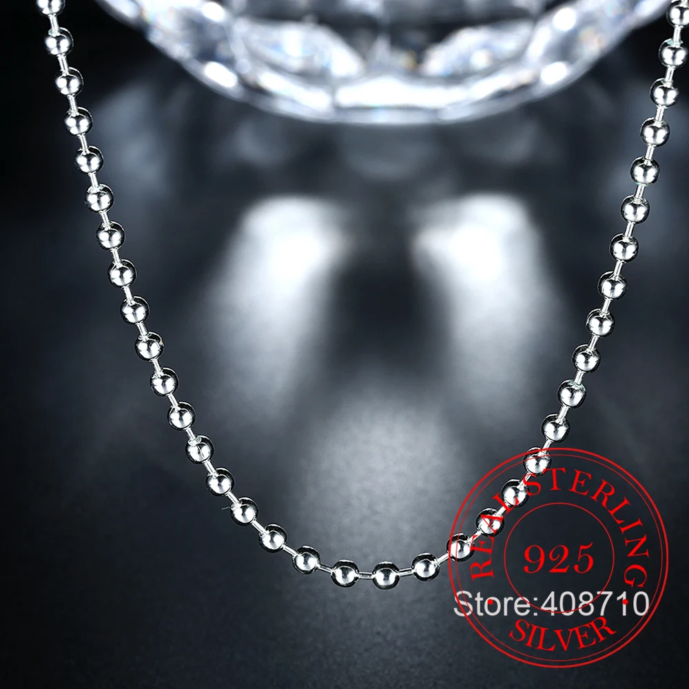 925 Sterling Silver 3mm Smooth Beads Ball Chain Choker Necklace For Women Trendy Wedding Engagement Jewelry collier femme