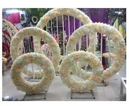 New wedding props, five rings, flower art background, wedding decoration background, wedding background, stage decoration