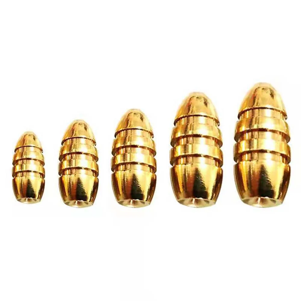 5pcs/lot thread Copper Lead Sinker pendant Weights 1.8/3.5/5/7/10g Sharped Bullet fishing hooks soft bait accessory