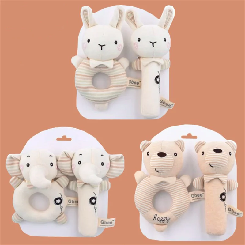 

Newborn Baby Rattles Rabbit Bear Grab Ability Training Toys Infant Stroller Bed Hanging Bell Plush Dolls игрушки для детей