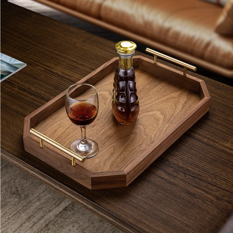 Walnut Solid Wood Tray Coffee Table Dining Table Livingroom Home Dried Fruit Tray Decor American Exquisite Desk Organizer