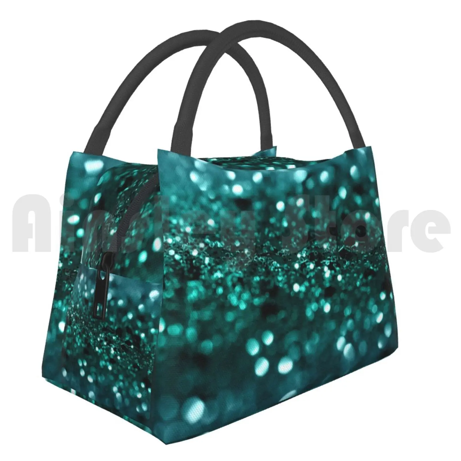 

Cooler Lunch Bag Picnic Bag Sparkling Ocean Glitter #1 #Shiny #Decor #Art Color Digital Manipulation Dark Aqua Blue