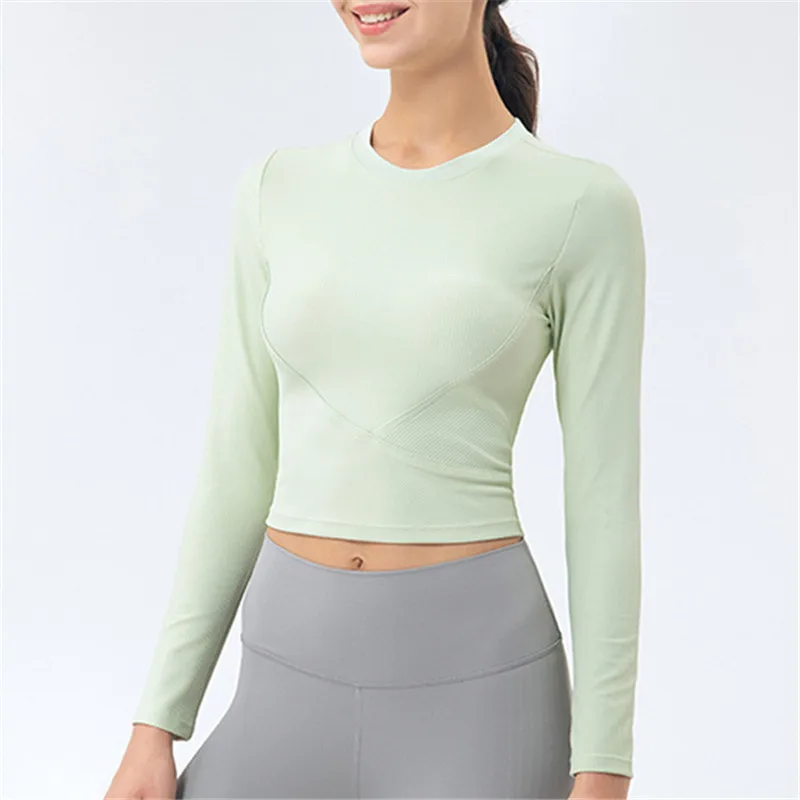 

Sports Clothes Fitness Fitness Long-sleeved High-stretch T-shirt Solid Color Beautiful Back Tops Quick-drying New Sport Running