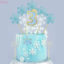 20/50pcs Cute SnowFlake Cake Topper Cupcake Toppers For Christmas Baby Shower Wedding Party Glitter Cakes Decor Accessories