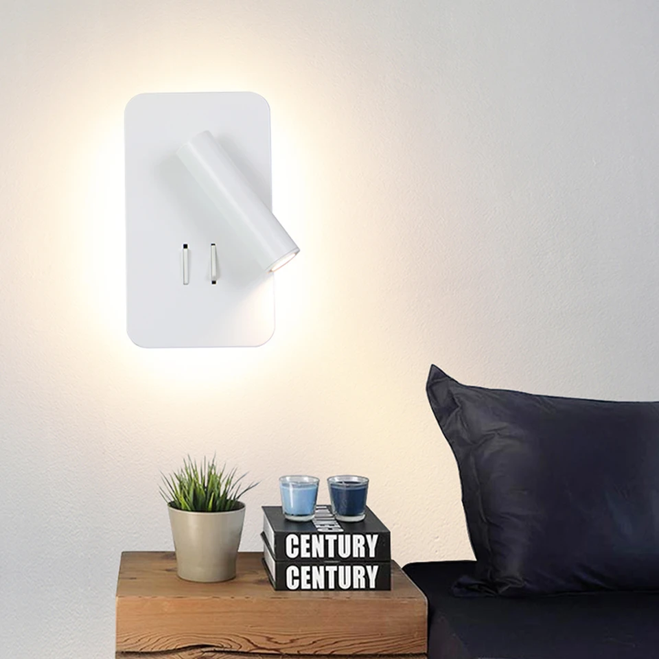 Imagem -02 - Interior Led Wall Spotlight com Interruptor Duplo Arabela para Hotel Cabeceira Escada Aise Wall Light Home Sconce Decoração 7w 3w