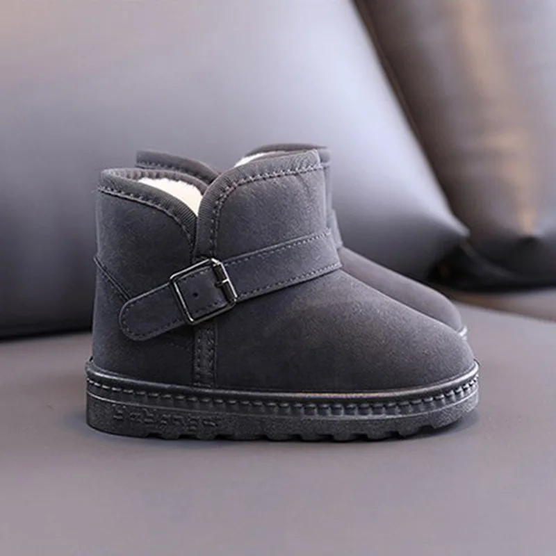 Kids Winter Black Shoes For Little Boys Girl Sneakers Children\'S Flat Ankle Warm Snow Boots 2020 2 3 4 5 6 7 8 9 10 11 12 Years