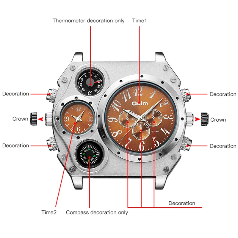 Luxury Sports Watches for Men Top Brand Casual Military Big Dial Cool Man Unique Wristwatch Male Decorative Compass Quartz Clock