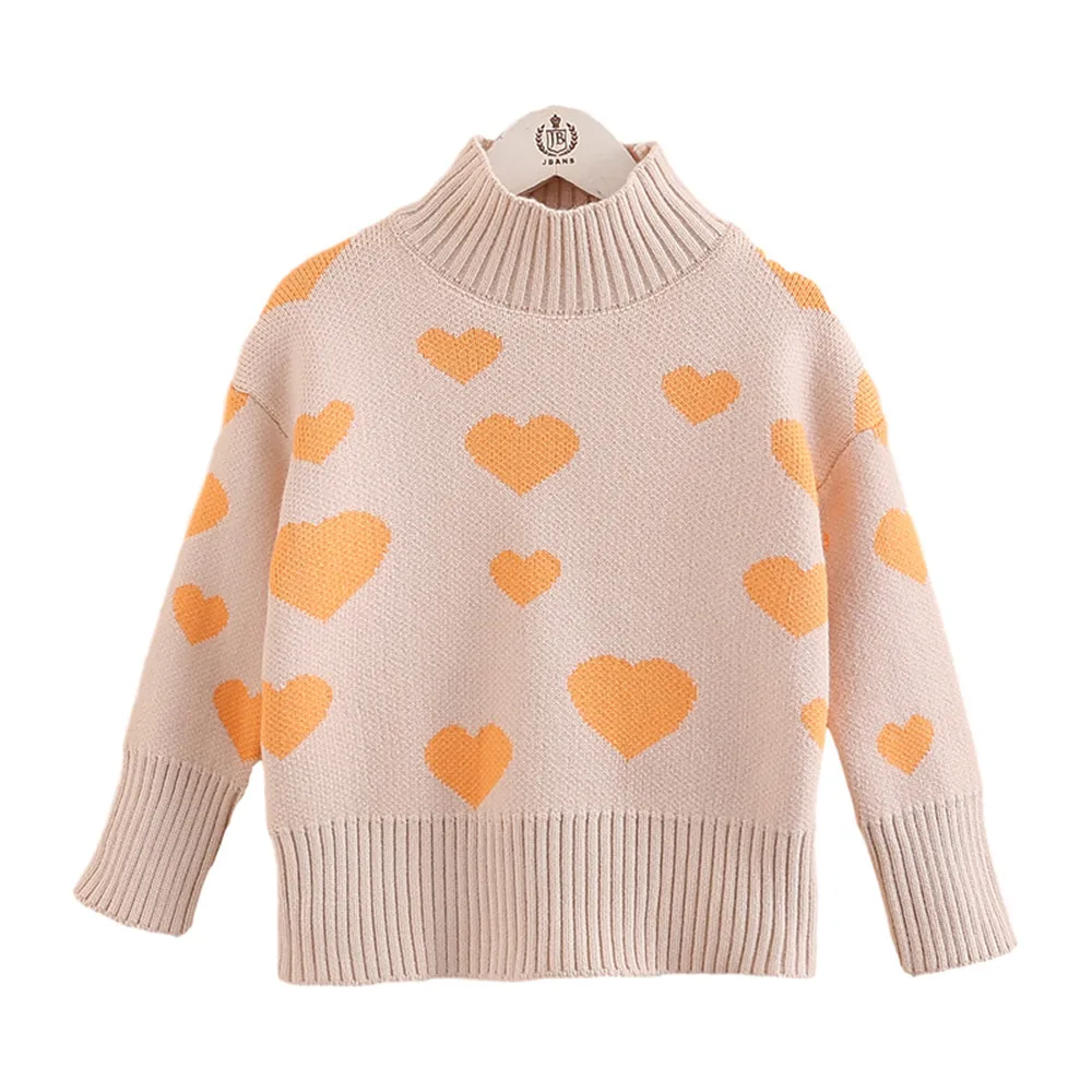 Girl  Love Sweater 2020 Winter Children's Turtleneck Sweater Girls  O-Neck  Full  Children's Clothing tops for girls 2-12Y