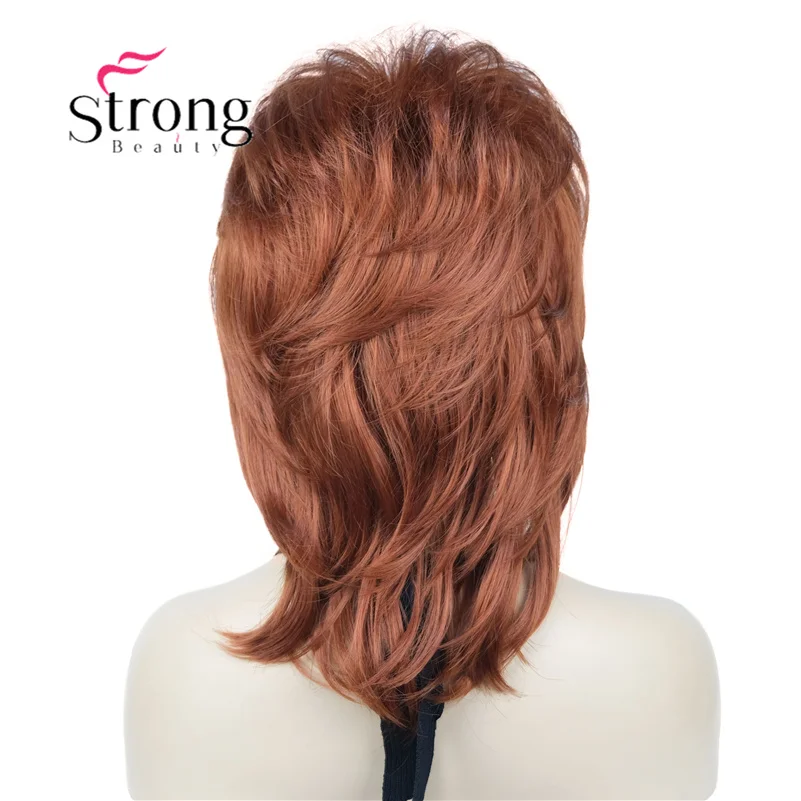 StrongBeauty Short Shaggy Layered Copper Red Classic Cap Full Synthetic Wig Women\'s Wigs COLOUR CHOICES